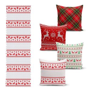 Nordic Knit 4 db karácsonyi párnahuzat és asztali futó szett - Minimalist Cushion Covers