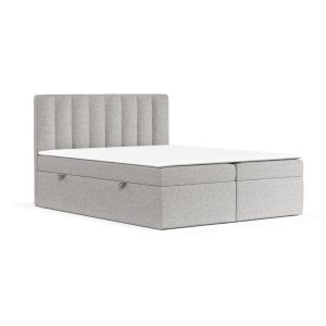 Világosszürke ágyneműtartós boxspring ágy 160x200 cm Novento – Maison de Rêve